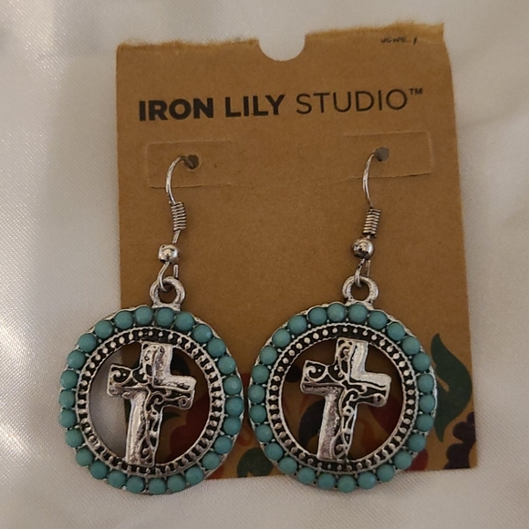 Silver and turquoise dangle earrings - Picture 1 of 2